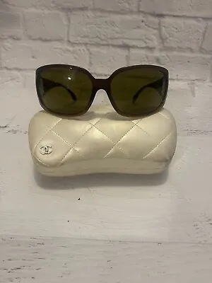 Oversized Vintage Y2K Brown Chanel Gold CC Sunglasses 6014 • $200