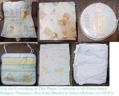 Vintage Crib Set Hamper Receiving Blanket + More Precious Moments New In Package • $140