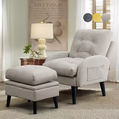 Accent Ottoman Chair Adjustable Recliner Sofa Storage Stool Upholstered Armchair • $237.48