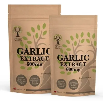 Garlic Capsules 600mg Extract Odourless Garlic Natural Supplement Powder Vegan • £9.49