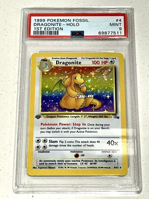 $145.02 • Buy 1999 Pokemon Fossil 1st Edition Dragonite Holo PSA 9 Mint 4/62