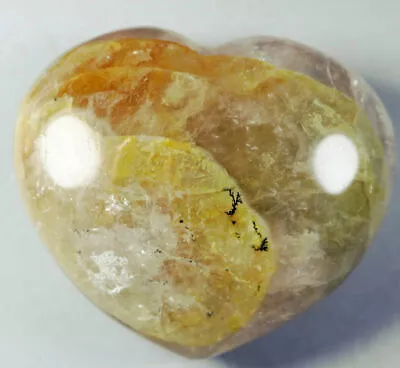 NATURAL Yellow PHANTOM MULTI-INCLUSIONS Rainbow CRYSTAL Heart Palm Stone 195g • $18.39