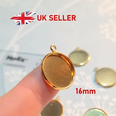 £12 • Buy 30pcs 16mm Gold Cabochon Setting Blank Cameo Trays Bezels Pendant Blanks