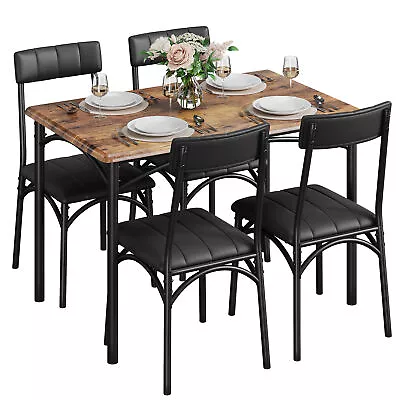 Dining Table Set For 4Metal And Wood Rectangular Dining Room Table Set For Room • $170.99