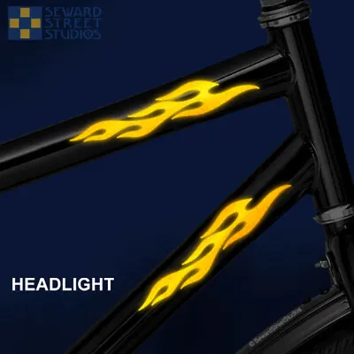 Flame Reflective Helmet Decals - 4 Flames Bike Frame Reflector Stickers / #876R • $12.56