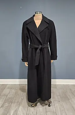 $349 • Buy Vintage LAUREN Ralph Lauren Gray 100% Camel Hair Wool Maxi Wrap Belted Coat 6