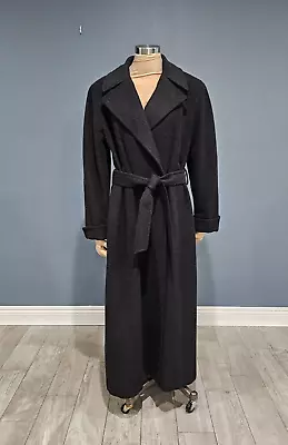 $349 • Buy Vintage LAUREN Ralph Lauren Gray 100% Camel Hair Wool Maxi Wrap Belted Coat 6