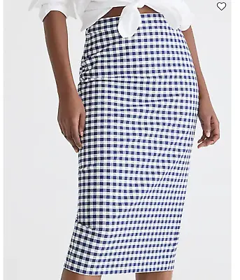 J.Crew No. 3 Pencil Skirt In Gingham Bi-stretch Cotton-BR351-DARK EVENING-NWT • $49