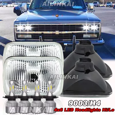 4 X6  Rectangular Conversion Headlights For 1988-1989 Chevy C/K1500 K2500 K3500 • $125.99