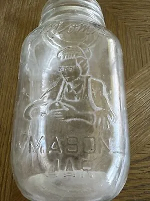 Vintage  MOM'S  Mason Clear Quart Jar With No Lid Square Made In USA Good Cond • $12