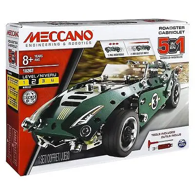 £19.99 • Buy Meccano 5-in-1 Model Set - Roadster Cabriolet With Pull Back Motor Age 8+