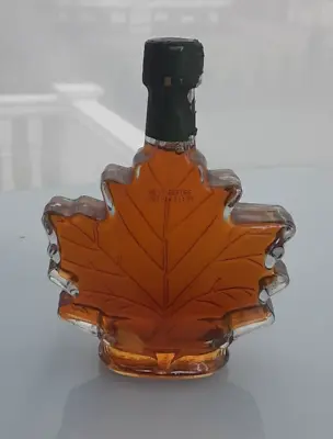 Maple Leaf Shaped Syrup Bottle - Embossed - Glass - Unopened - 8 Oz (25 Cl) • $9.96