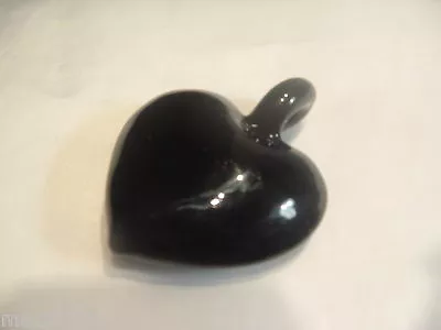 BNGP01 Black : 1 X Murano Style Puffed Heart Glass Pendant • £0.99