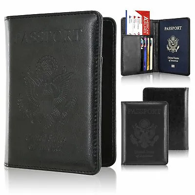 Slim Leather Travel Passport Wallet Holder RFID Blocking ID Card Case Cover US • £7.74