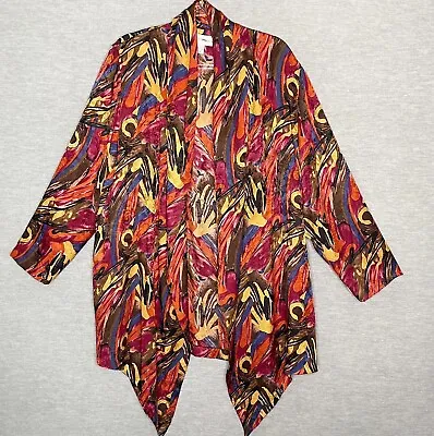 Vintage 90s Tunic Cardigan 100% Silk Size XL 1X Art ￼To Wear Artsy Top Women’s • £19.27