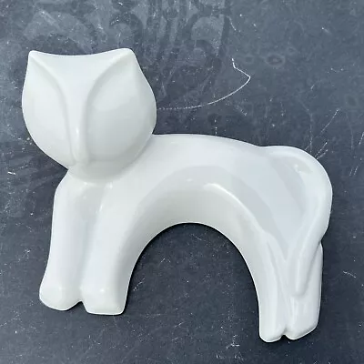 Vtg  NAAMAN ISRAEL Modernist Deco Porcelain White Cat Animal Figurine 70'S • $69.95