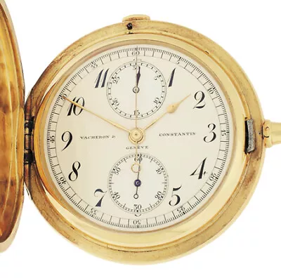 $9605 • Buy Vacheron & Constantin 18k YG Hunter Case Keyless Chronograph Pocket Watch