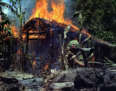 A Viet Cong Base Camp Being Burned Down 8x10 Vietnam War Photo 64 • $7.43