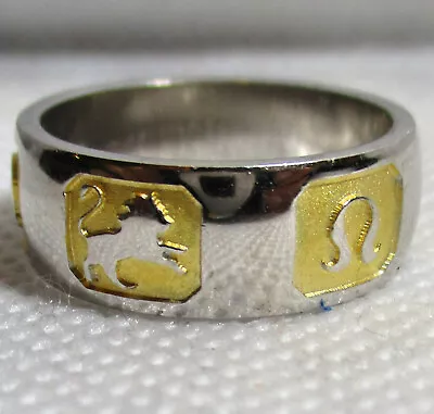 Silver And Gold Metal Band With Leo Zodiac Decoration (Size U) • £14.99