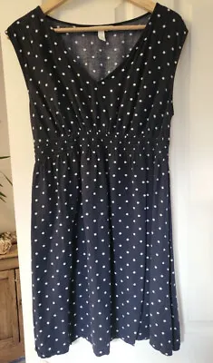 £0.99 • Buy H  & M Maternity Dress Size 10 Navy Polka Dot