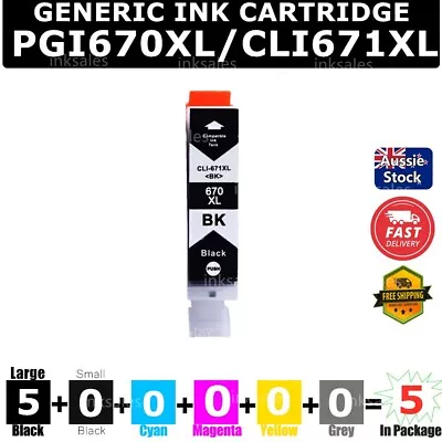 5x PGI-670xl Black Ink Cartridge For Canon MG5760 MG6860 TS5060 MG7760 TS8060 • $14