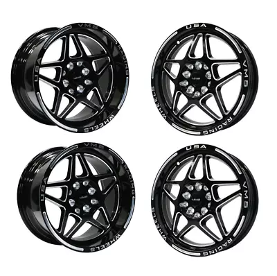 VMS Racing Delta Black Milling Drag Pack 2x 15X8 +20et & 2x 15x3.5 + 10et 4x100 • $799.95