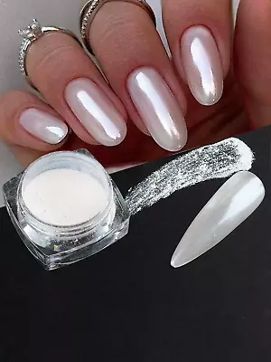 Black Friday Gorgeous Pearl White Nail Art With Mirrored Holographic Chrome - Mi • $7.34