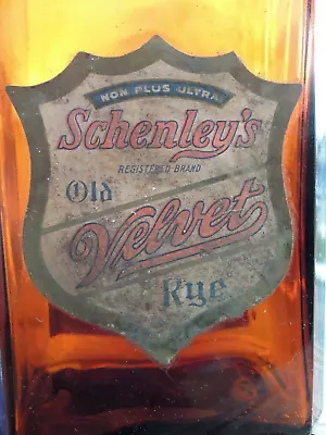 Schenley's Old Velvet Rye Whiskey Bottle - Paper Label - Medicinal Purposes Only • $8