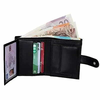 Mens Boys Genuine Small Leather RFID SAFE Purse1 ID Cardholder And Coin Pouch • £6.99