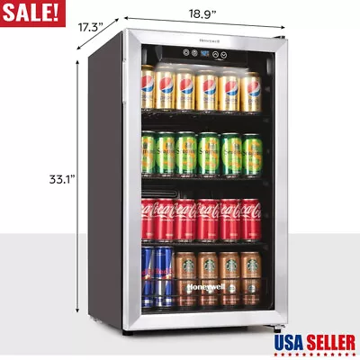 Beverage Refrigerator Cooler Mini Fridge Glass Soda 115 Can Removable Adjustable • $261.40