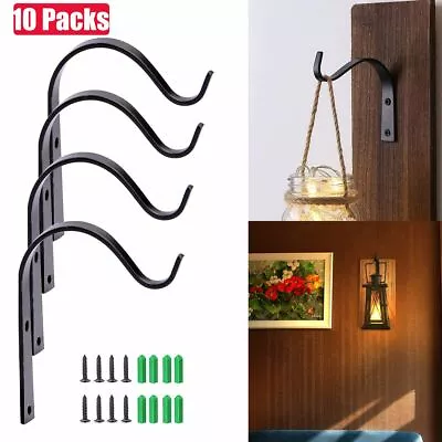 10 Pack Iron Wall Hooks Metal Lantern Bracket Coat Hook Plant Planter Hangers • $8.36