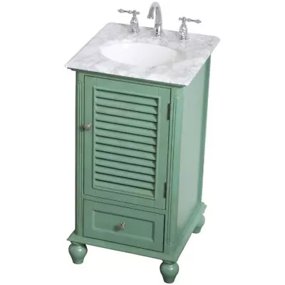 Elegant Decor Rhodes 19  Single Marble Top Bathroom Vanity In Vintage Mint • $672