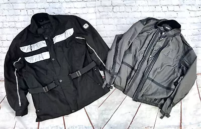 Mens BMW Black Touring Armor Textile Waterproof Lined Motorcycle Jacket 2XL XXL • $150