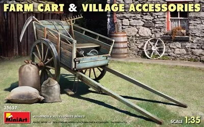MIN35657 - Miniart 1:35 - Farm Cart With Village Accessories • £15.50