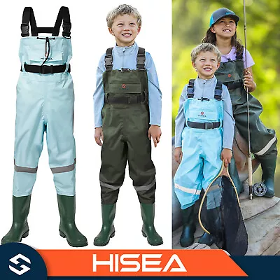 HISEA Kids Chest Waders W/Boots Waterproof Light Fishing Camping Waders Bootfoot • $52.89