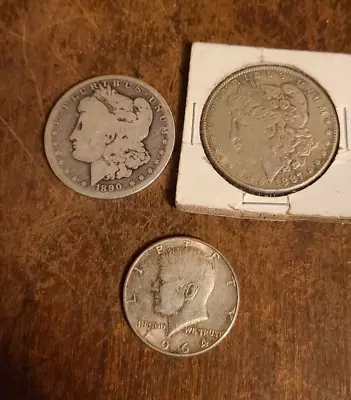 US Coin Lot 1887 1890 Morgan & 1964 Kennedy 90% Silver PICS • $34.88