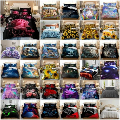 $9.99 • Buy Quilt Doona Duvet Cover Set Single Double Queen Super King Size Bed Unicorn Soft