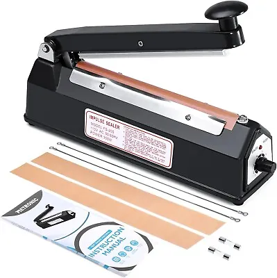 8 Inch Bag Sealer Black Impulse Heat Sealer For Plastic Bags Poly Bag Sealing • $62.99