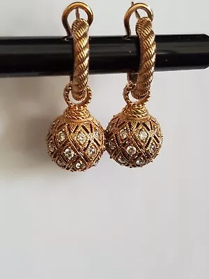 Judith Ripka 925 Cz & Vermeil Ball Charm Earrings **Please Read Note Below • $95