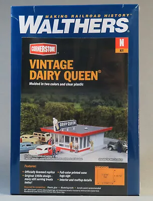 WALTHERS CORNERSTONE N SCALE VINTAGE DAIRY QUEEN BUILDING KIT Train 933-3845 NEW • $29.94