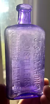 Nice Amethyst Flask J & E Mahoney Distillers Alexandria Va 1905 Era Dug L@@k • $25