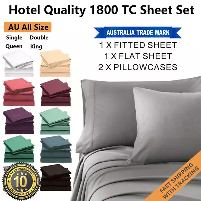 $1.99 • Buy Hotel Cooling Soft 4Pcs Bed Flat Fitted Sheet Set Single/Double/Queen/King AU