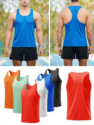Mens Muscle Vest Y Back Tees Gym Bodybuilding Fitness Tank Tops Workout Singlets • $22.43