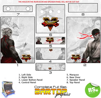 £49.01 • Buy Street Fighter 5 Full/Half Sets Arcade Artwork Artwork Arcade Graphics Stickers