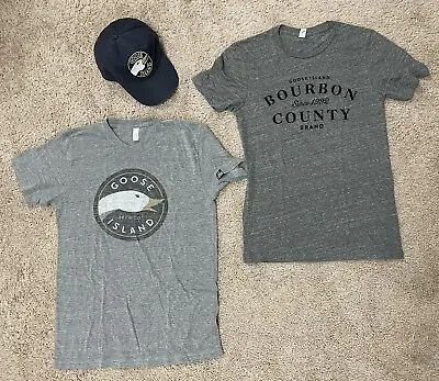 2 Goose Island Beer Co. Logo T-shirts-Bourbon County Stout & Adjustable Hat Cap • $21.99