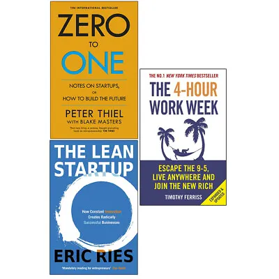 $64.58 • Buy Zero To One,The Lean Startup,4-Hour Work 3 Books Collection Set Paperback NEW 