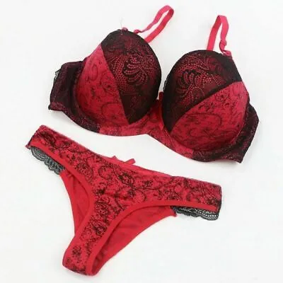 Women Sexy Lace Floral Push Up Padded Bra Sets Thongs Knickers 3246840B C D DD E • £9.97