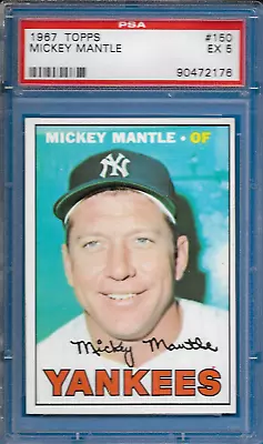 1967 Topps Mickey Mantle Card #150 New York Yankees EXCELLENT EX PSA 5 • $374.99