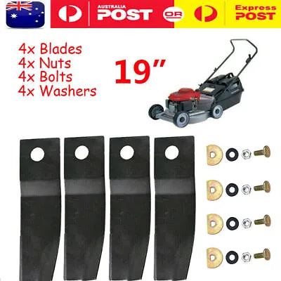 4 PCS For 19  Honda HRU19R HRU19D HRU194/195/196/197 Lawn Mower Blades & Bolts~ • $19.85