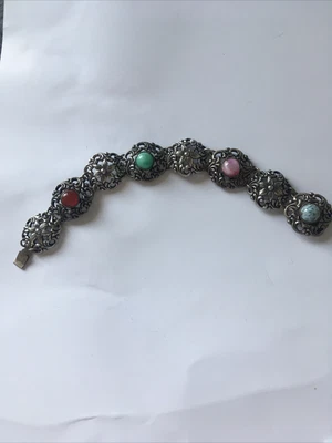 £2.99 • Buy Vintage Silver Tone Stone Bracelet 